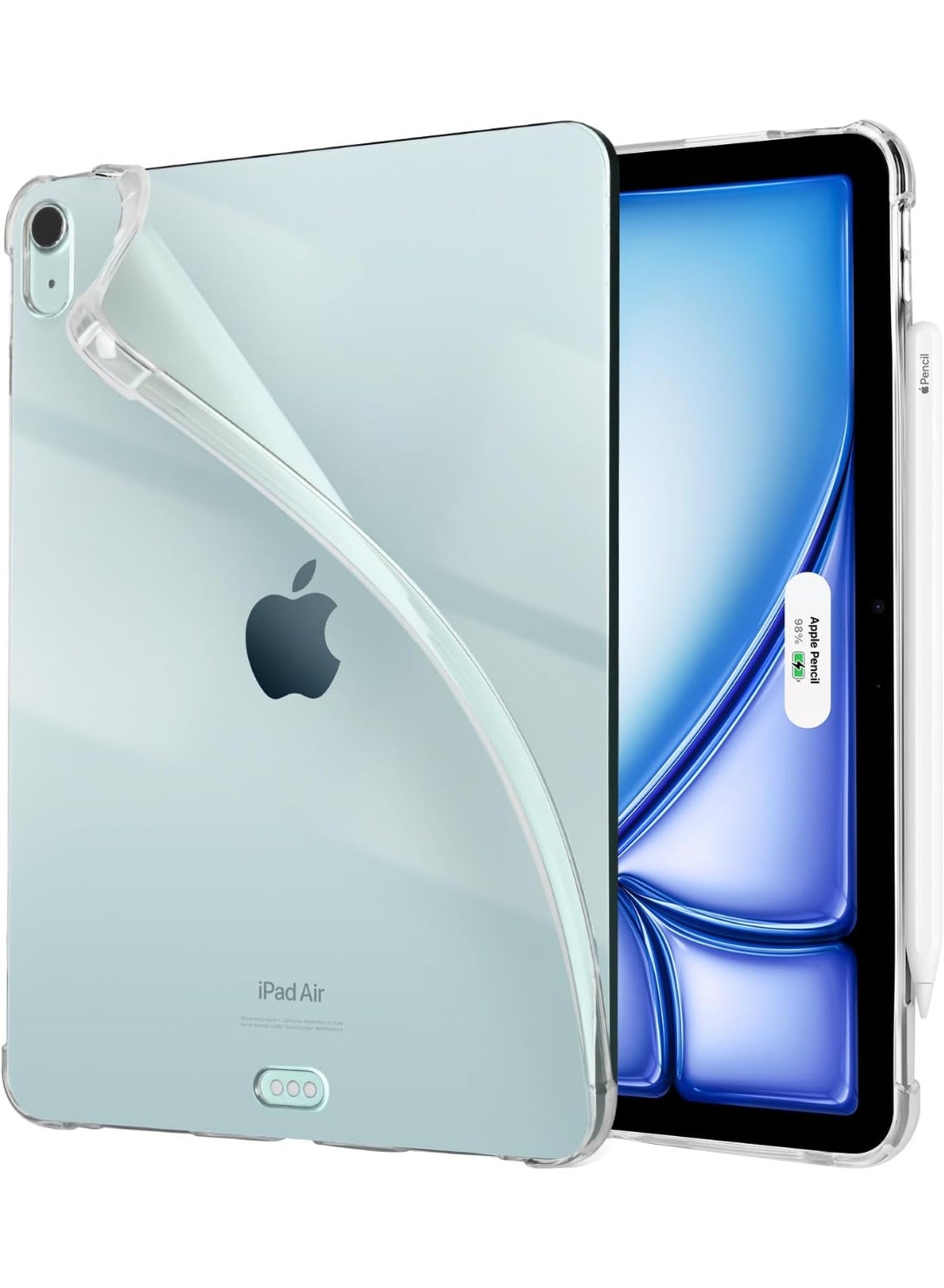 DUSALA Clear Case for iPad Air 11" M3, M2 (2025-2024), 5th/4th Generation 10.9" (2022-2020), Lightweight TPU Shockproof Cover with Raised Edge, Support Apple Pencil Pro/2nd/USB-C